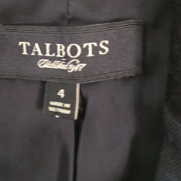 Talbots Black Watch Plaid Velvet Collar/ Buttons Peplum Back Wool Blend Size 4 - Picture 8 of 9